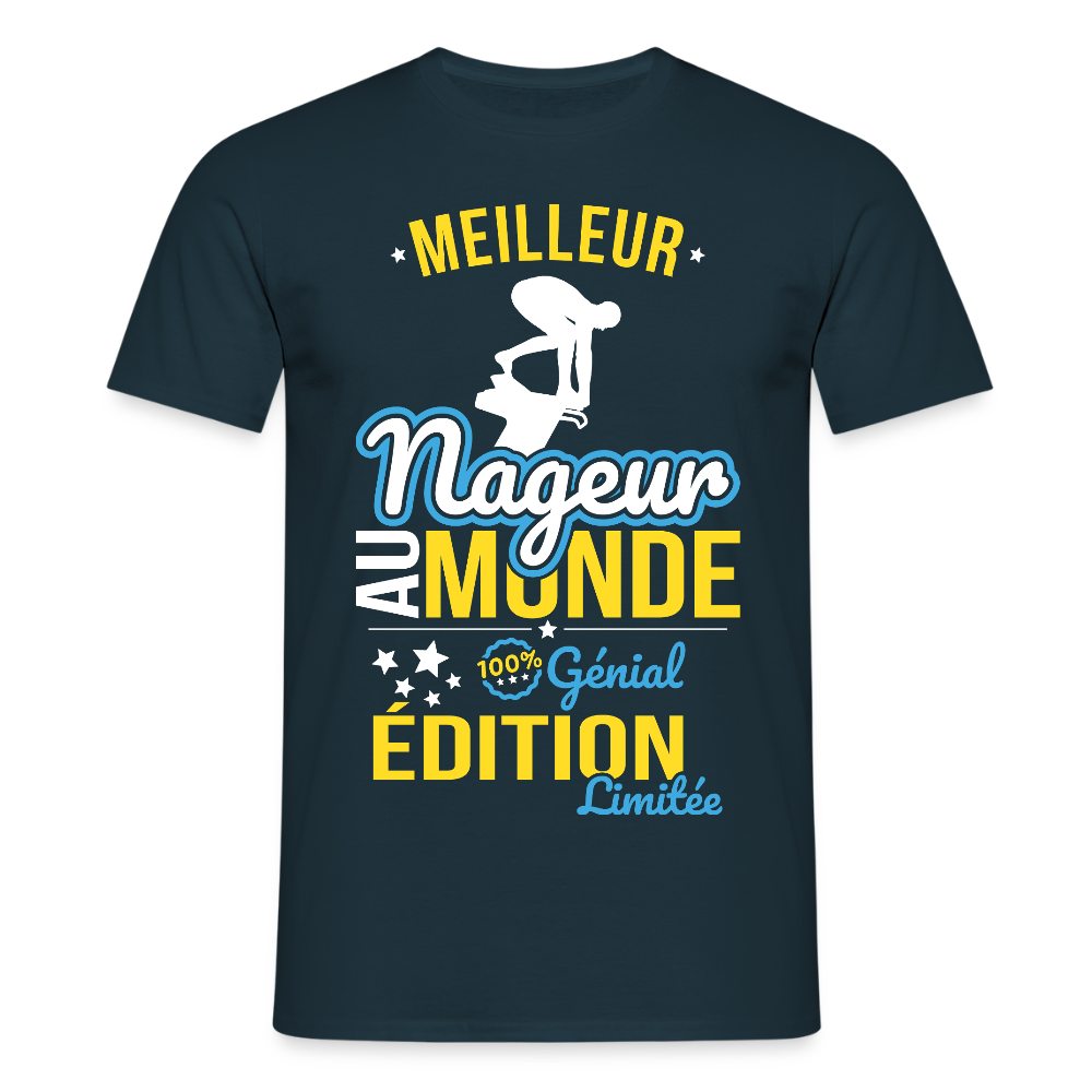 T-shirt Homme - Meilleur Nageur au monde - 100% génial - marine