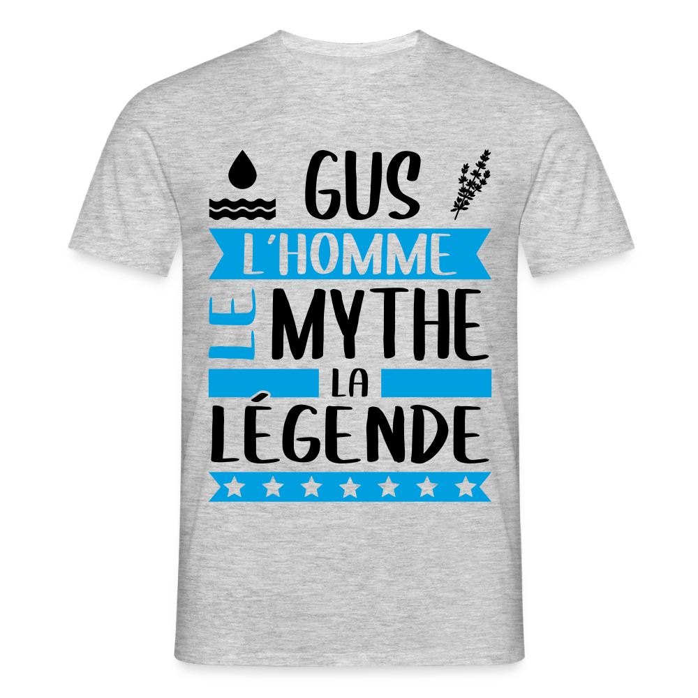 T-shirt homme coloris clair Augustin rébus – L’homme, le mythe, la légende - gris chiné