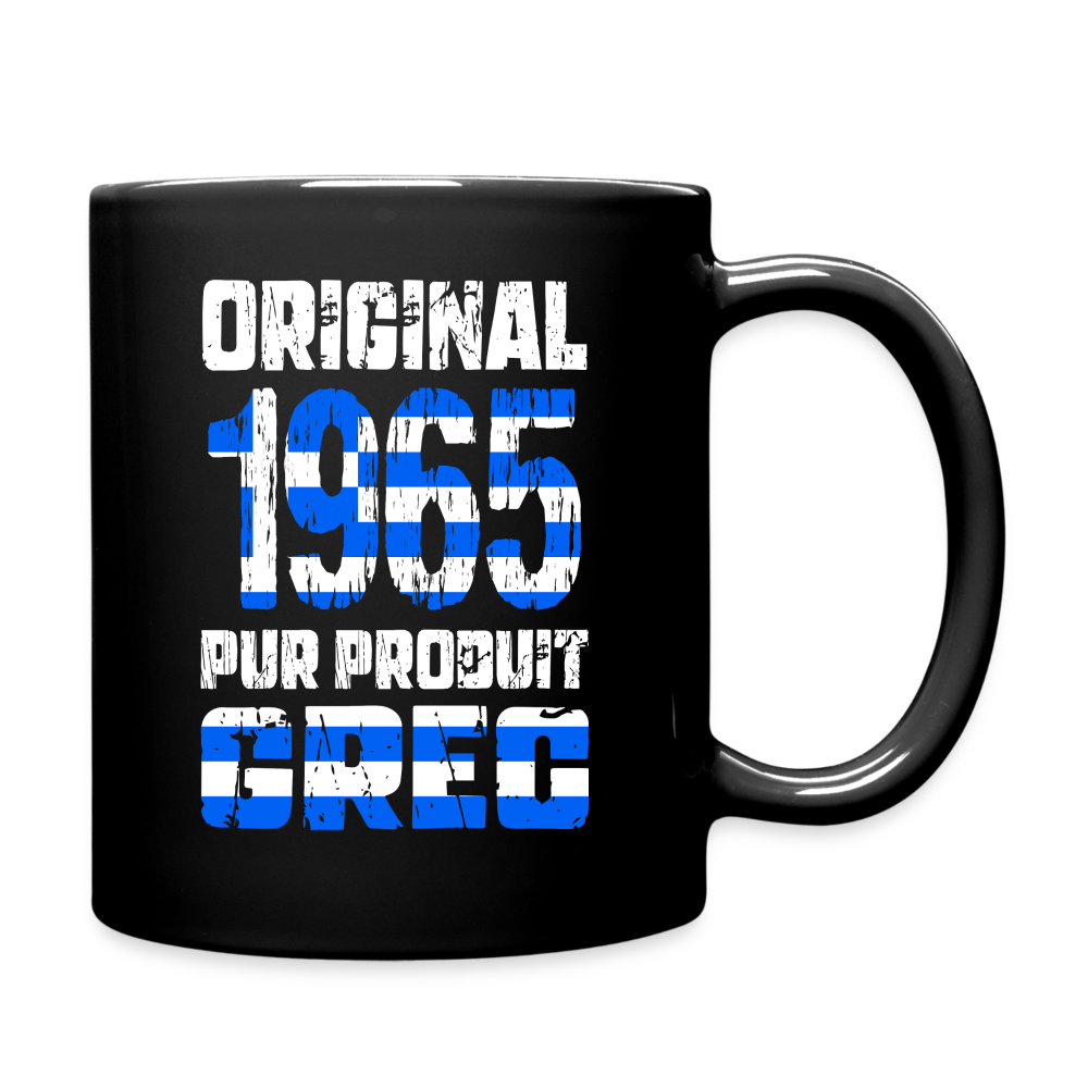 Mug uni - Anniversaire 60 Ans - Original 1965 - Pur produit Grec - noir