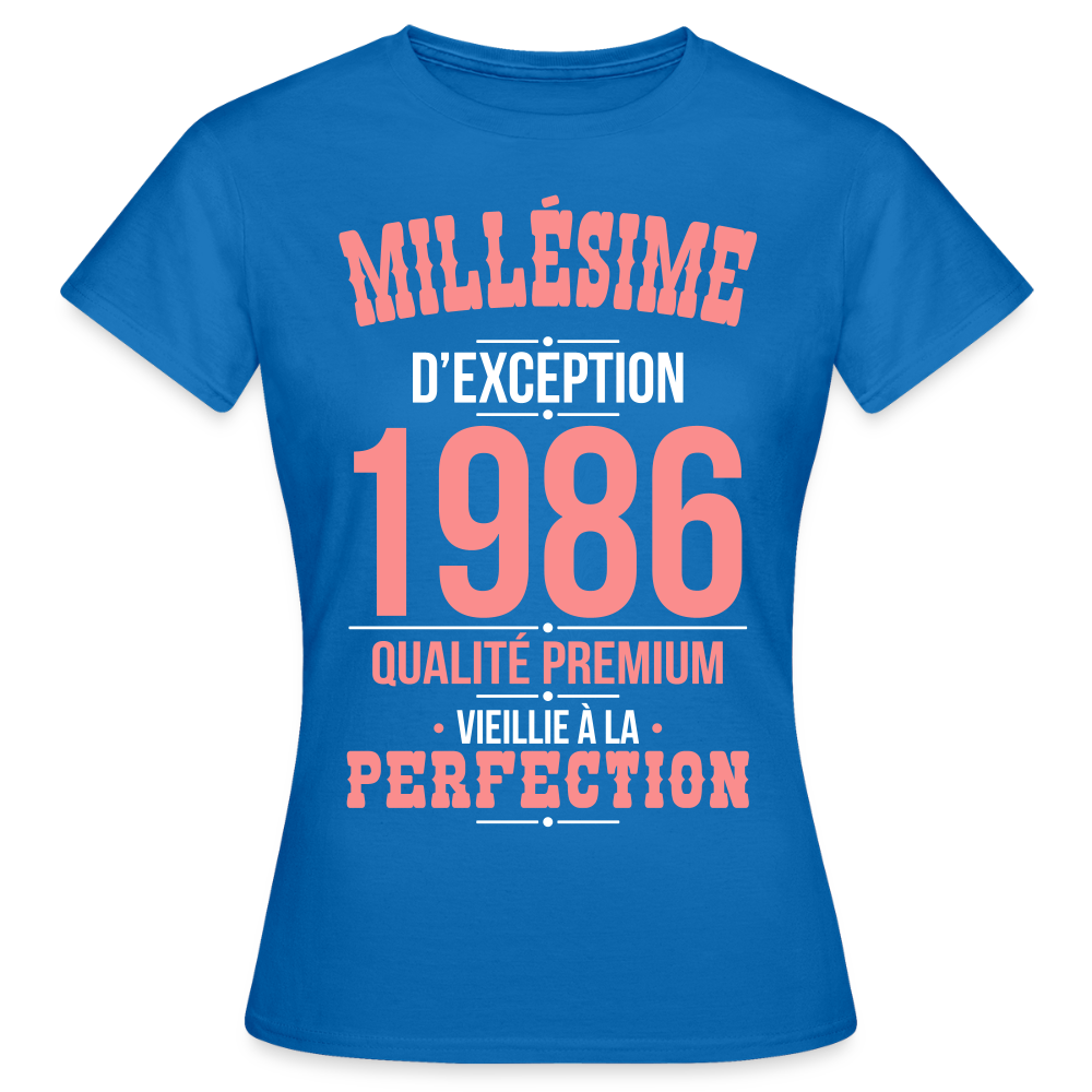 T-shirt Femme 40 Ans 1986 – Millésime d’Exception - bleu royal
