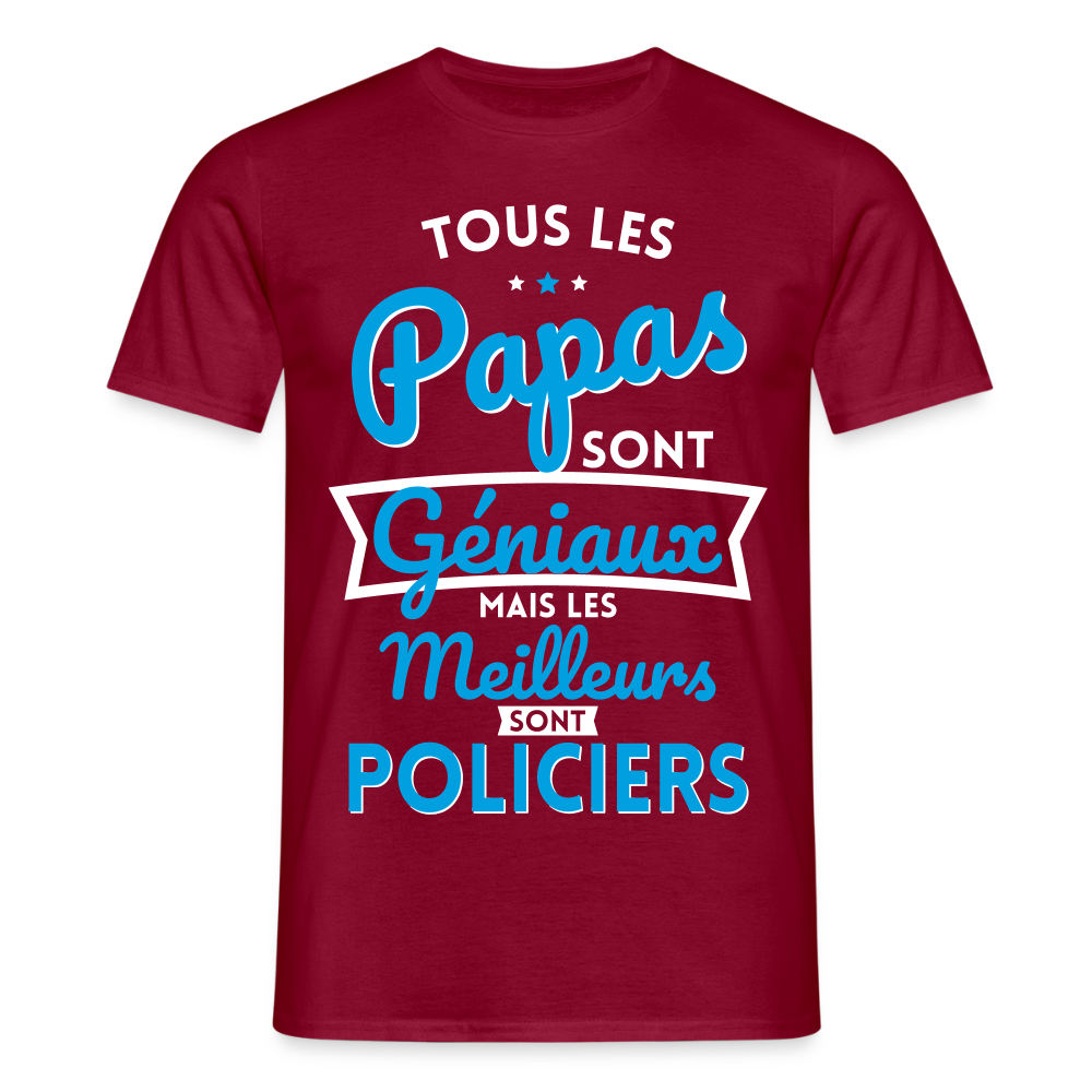 T-shirt Homme - Papas géniaux - Les meilleurs sont policiers - rouge brique