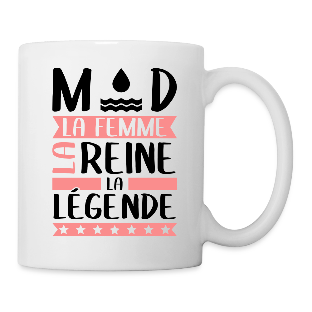 Mug blanc Maud rébus – La femme, la reine, la légende - blanc
