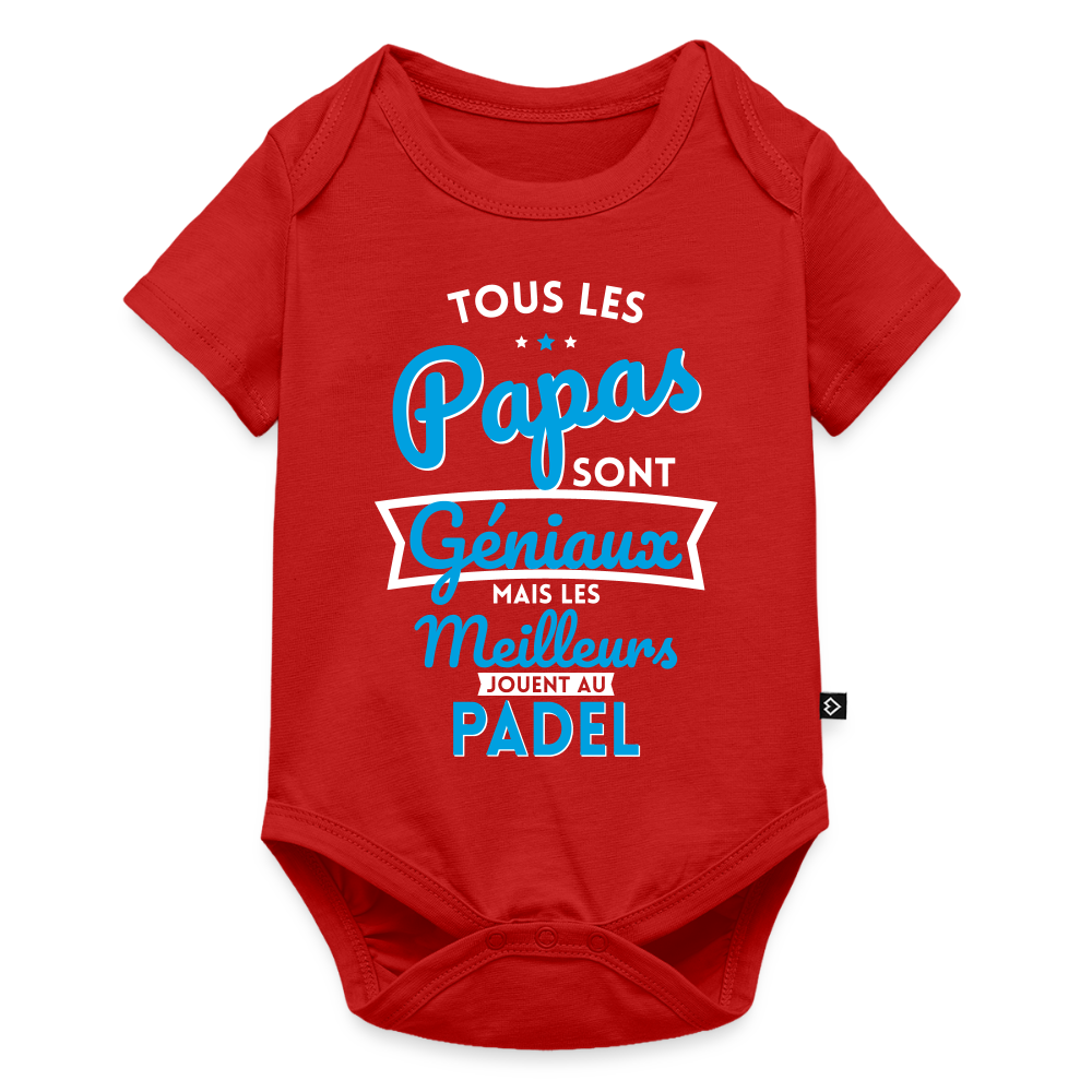 Body Bébé bio manches courtes - Papas géniaux - Les meilleurs jouent au padel - rouge