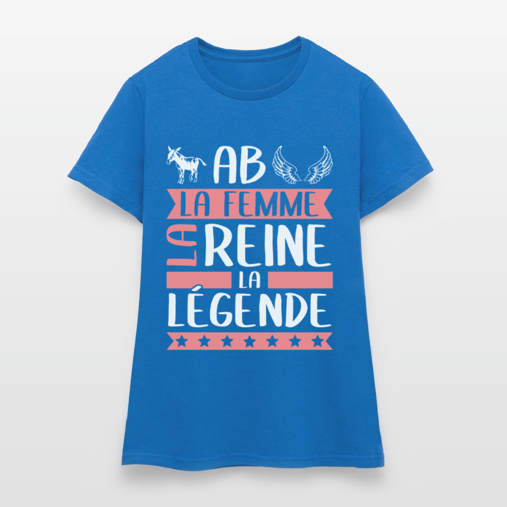 T-shirt femme Annabelle rébus – La femme, la reine, la légende - bleu royal
