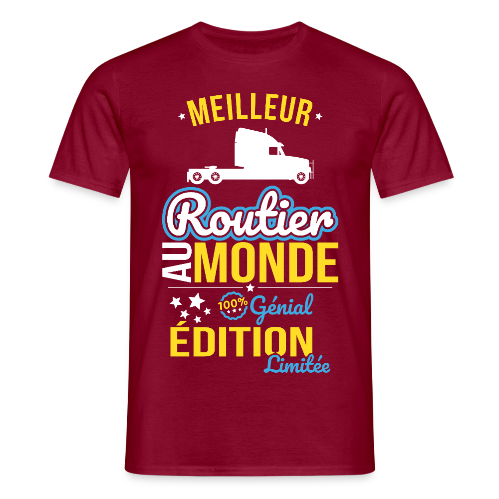 T-shirt Homme - Meilleur Routier au monde - 100% génial - rouge brique