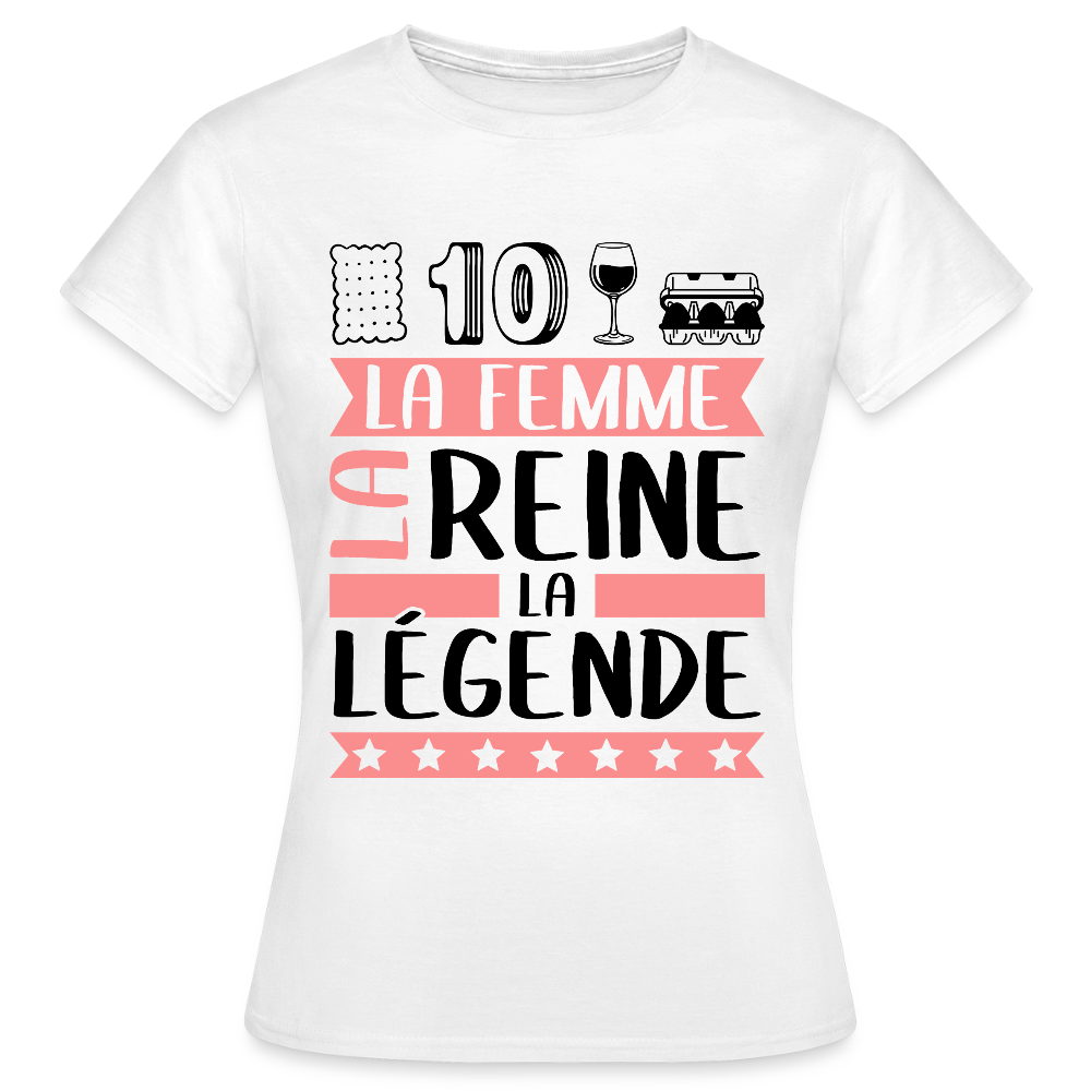 T-shirt femme coloris clair Ludivine rébus – La Femme, la reine, la légende - blanc