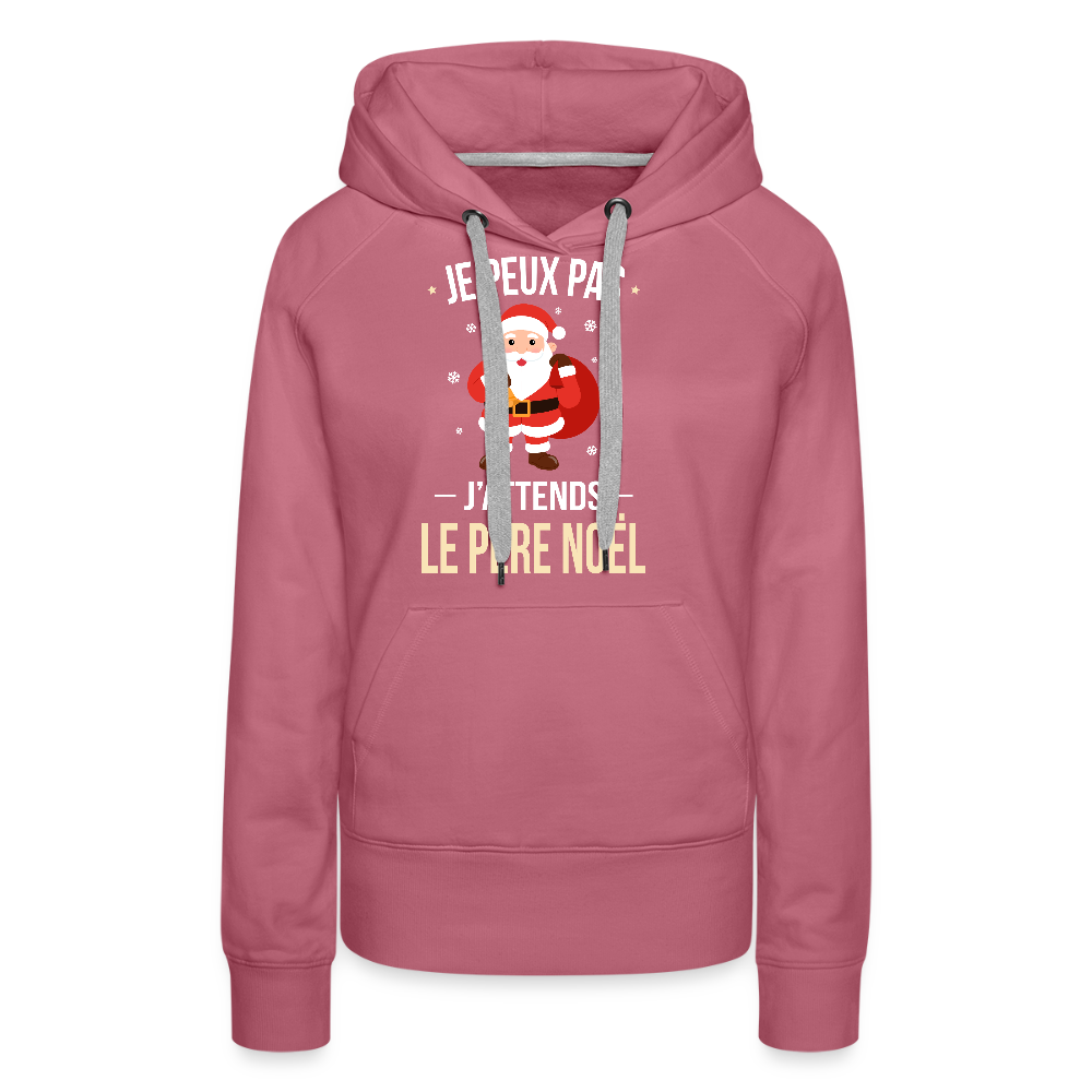 Sweat à capuche premium femme – Je peux pas, j’attends le Père Noël – Hoodie Noël drôle et confortable - mauve