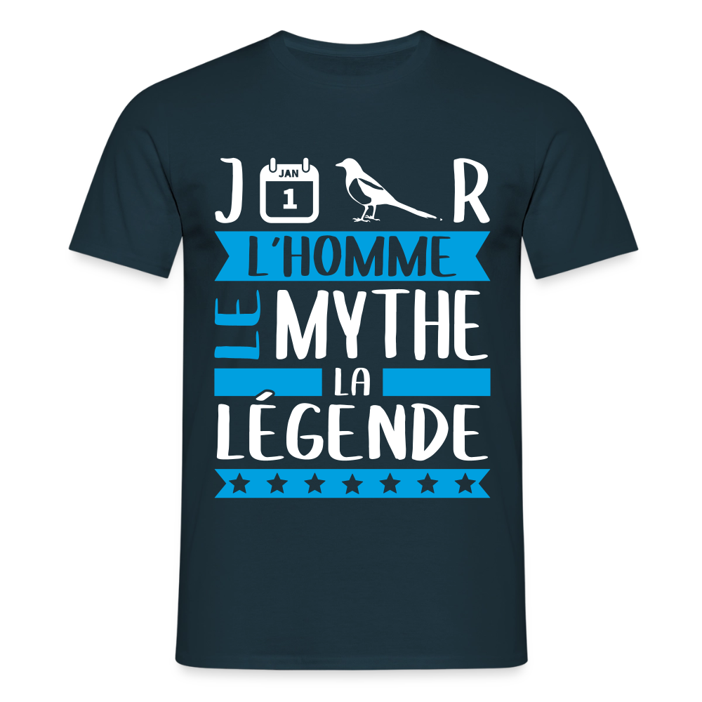 T-shirt homme Jean-Pierre rébus – L’homme, le mythe, la légende - marine