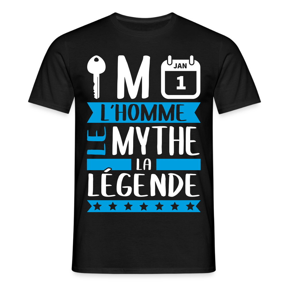 T-shirt homme Clément rébus – L’homme, le mythe, la légende - noir