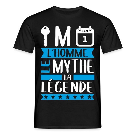 T-shirt homme Clément rébus – L’homme, le mythe, la légende - noir