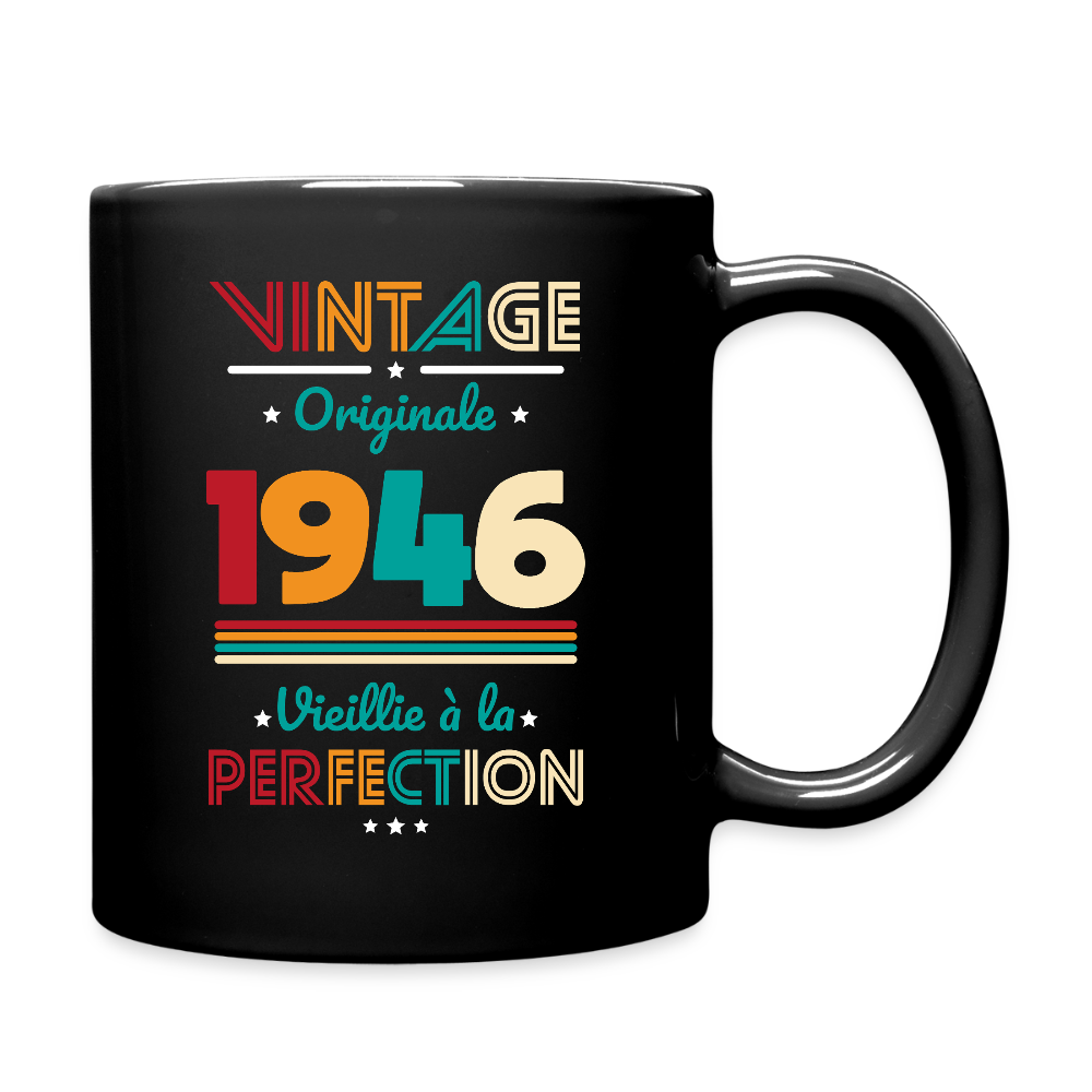 Mug anniversaire femme 80 ans – Vintage, originale, 1946 - noir