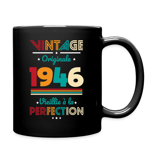 Mug anniversaire femme 80 ans – Vintage, originale, 1946 - noir
