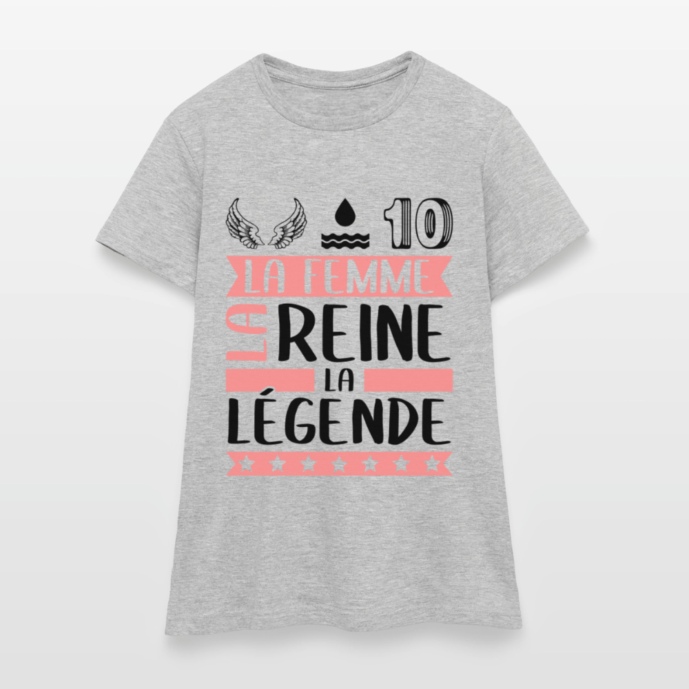 T-shirt femme coloris clair Elodie rébus – La femme, la reine, la légende - gris chiné