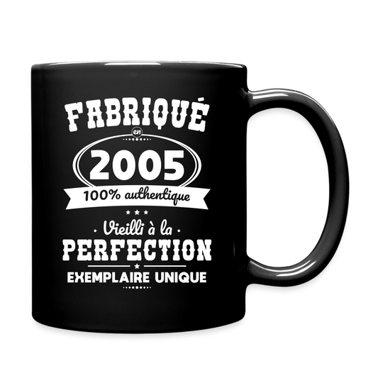 Mug uni - Anniversaire 20 Ans - Fabriqué en 2005 - noir
