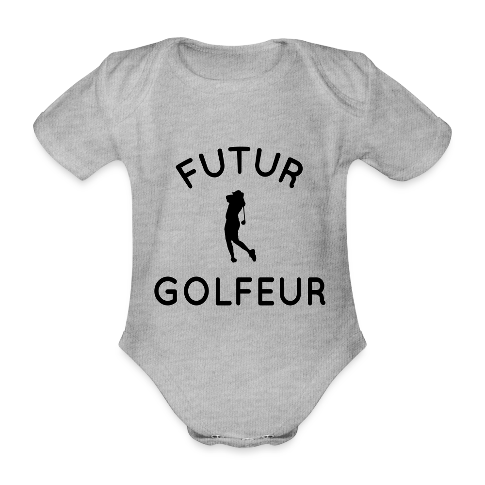 Body Bébé bio manches courtes - Futur golfeur - gris chiné