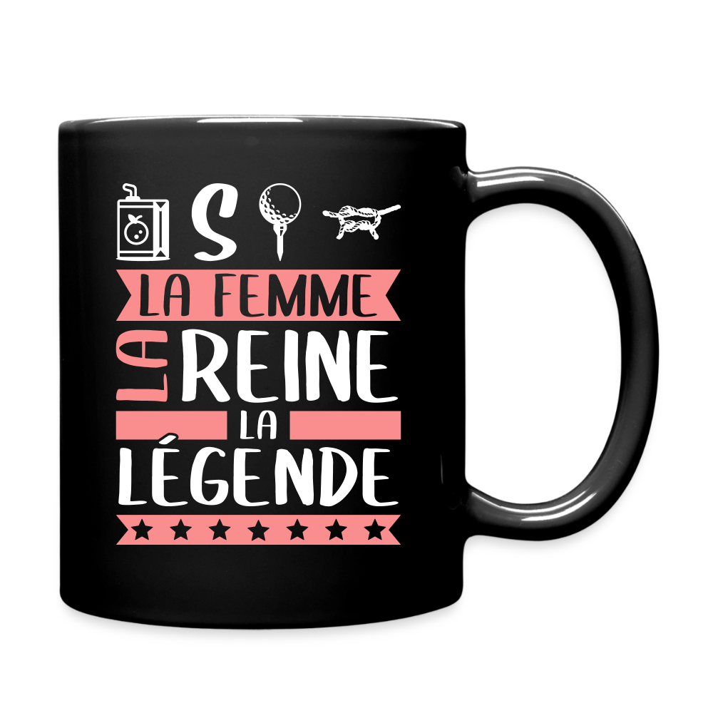 Mug uni Justine rébus – La femme, la reine, la légende - noir
