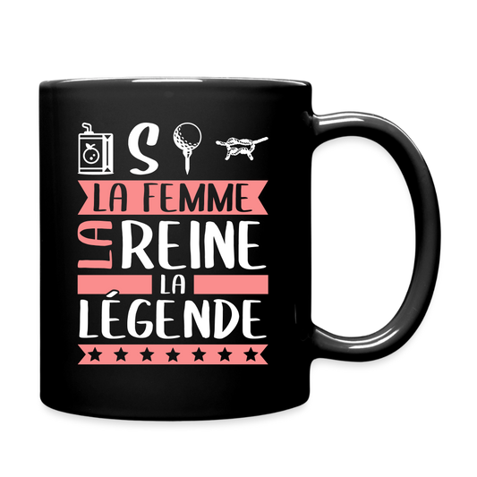 Mug uni Justine rébus – La femme, la reine, la légende - noir
