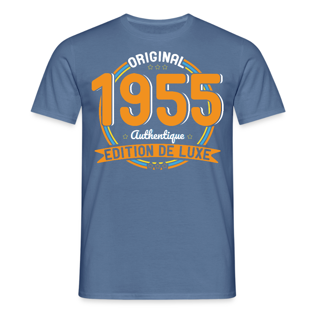 T-shirt Homme - Anniversaire 70 Ans - Original 1955 Authentique - bleu pigeon 