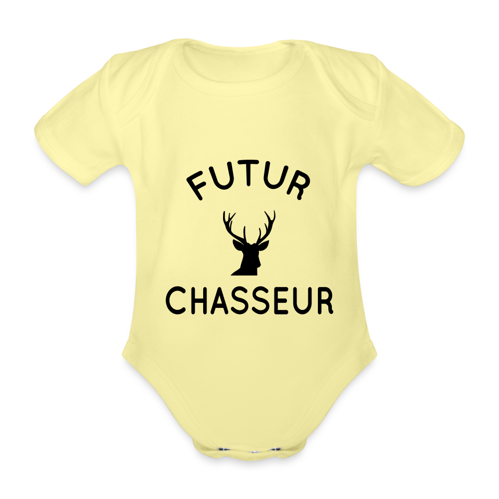 Body Bébé bio manches courtes - Futur chasseur - jaune délavé