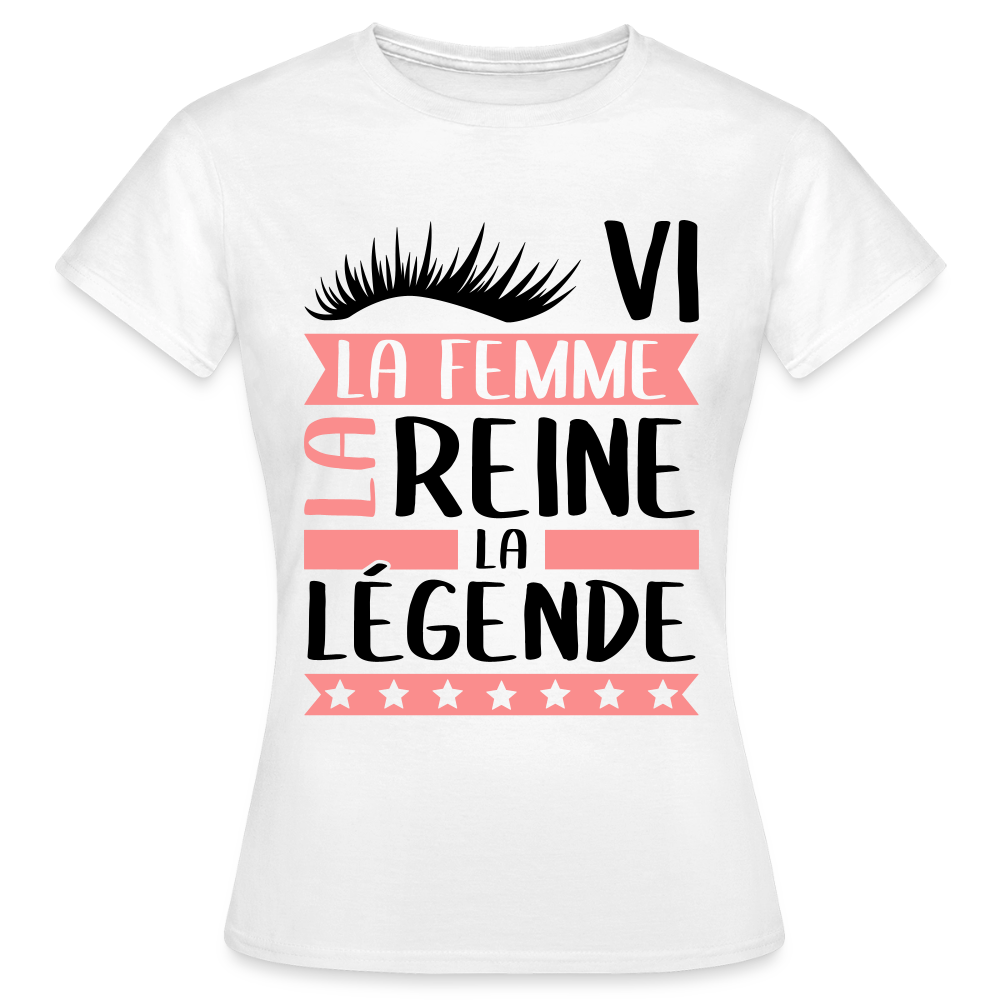 T-shirt femme coloris  clair Sylvie en rébus – La femme, la reine, la légende - blanc