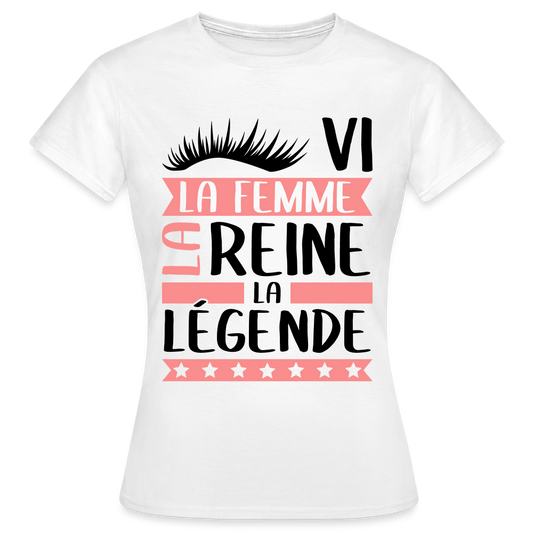 T-shirt femme coloris  clair Sylvie en rébus – La femme, la reine, la légende - blanc