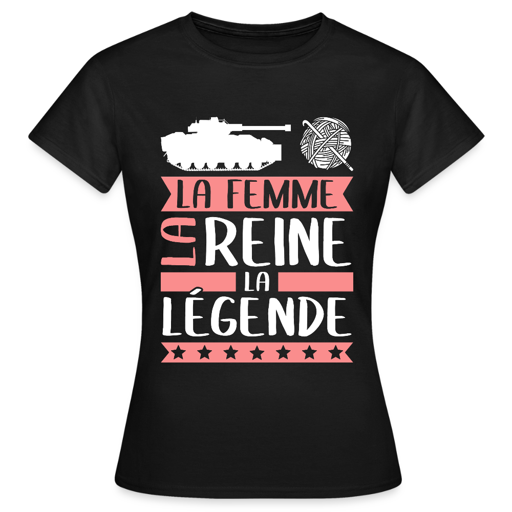 T-shirt femme Charlène rébus – La femme, la reine, la légende - noir