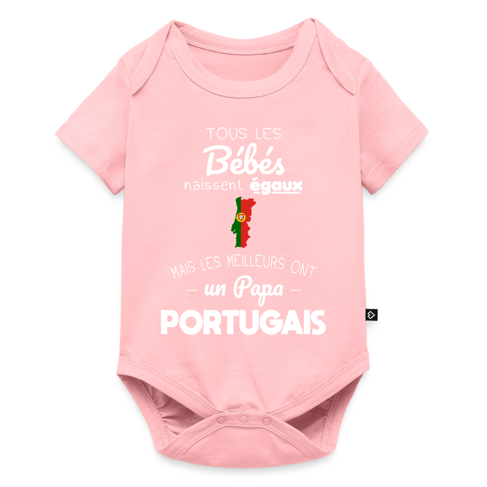 Body Bébé bio manches courtes - Les Meilleurs Ont Un Papa Portugais - rose