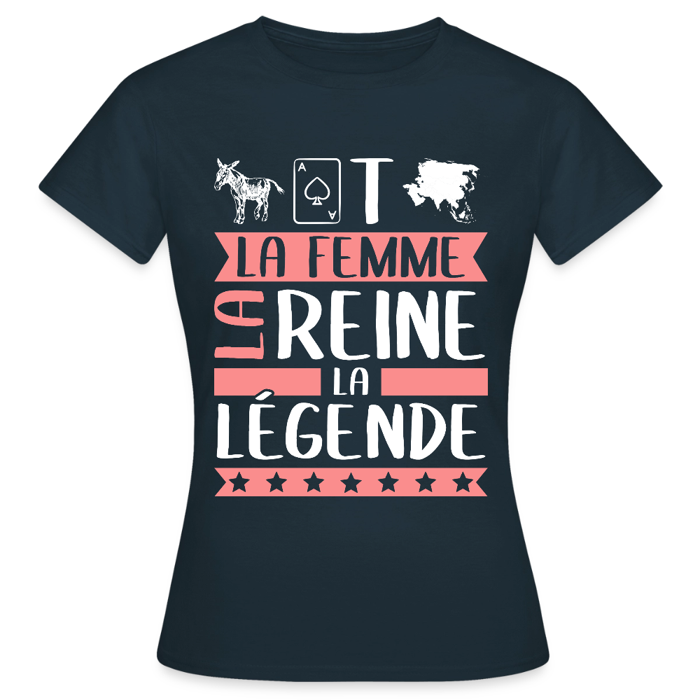 T-shirt femme Anastasie rébus – La femme, la reine, la légende - marine