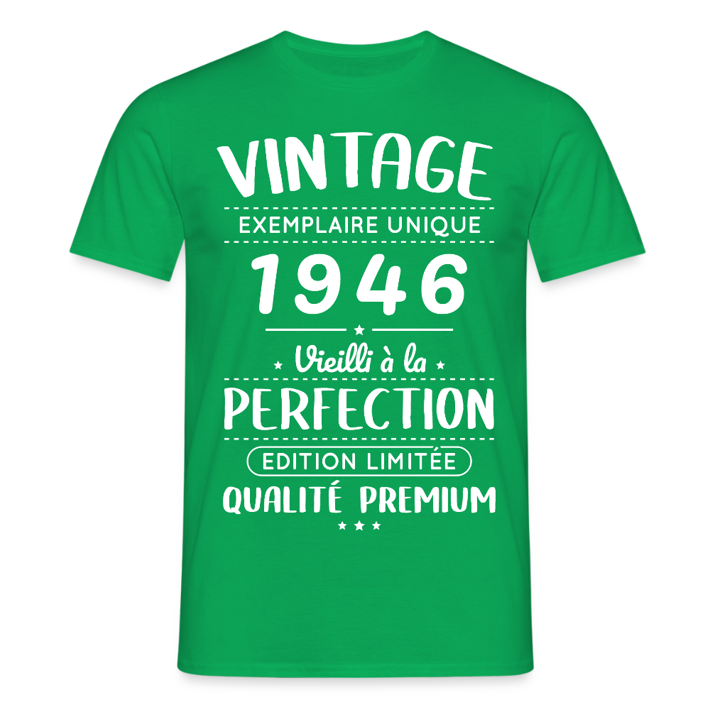 T-shirt anniversaire homme 80 ans – Vintage 1946 – Perfection - vert