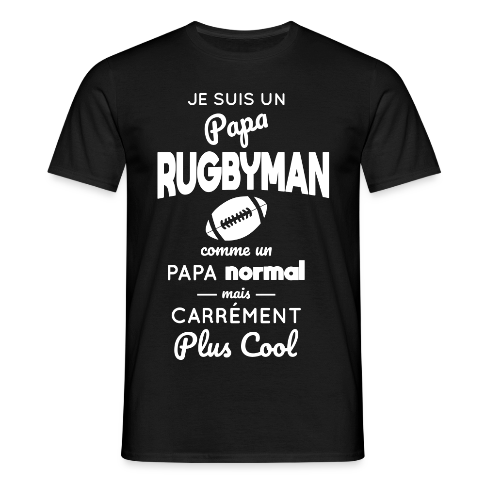 T-shirt Homme - Papa rugbyman plus cool - noir