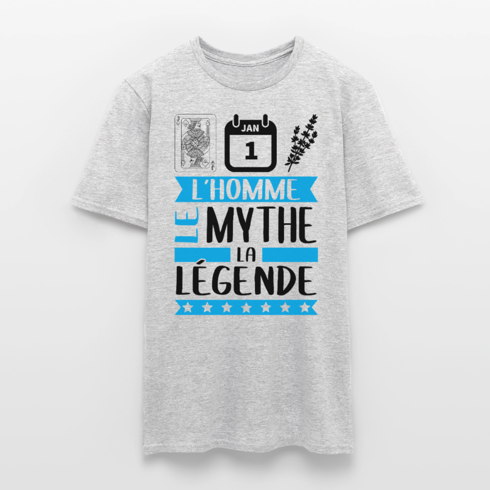T-shirt homme coloris clair Valentin rébus – L’homme, le mythe, la légende - gris chiné