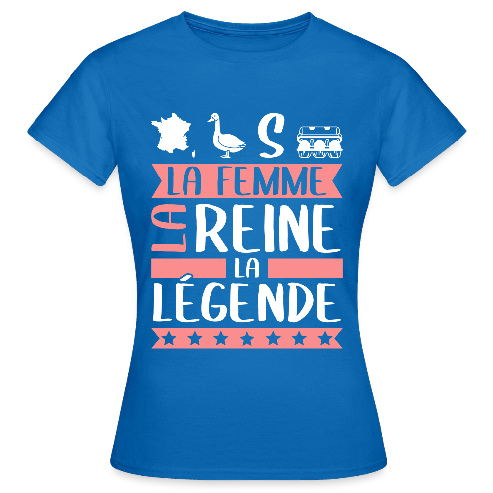 T-shirt femme Françoise rébus – La femme, la reine, la légende - bleu royal