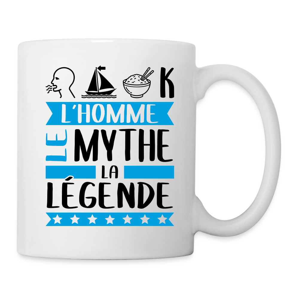 Mug blanc Romaric rébus – L’homme, le mythe, la légende - blanc