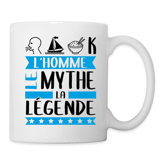 Mug blanc Romaric rébus – L’homme, le mythe, la légende - blanc