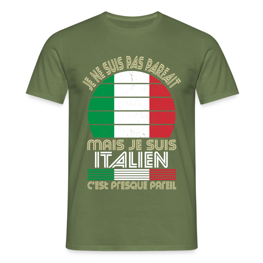 T-shirt Italie homme humour – Je ne suis pas parfait mais je suis italien - vert militaire