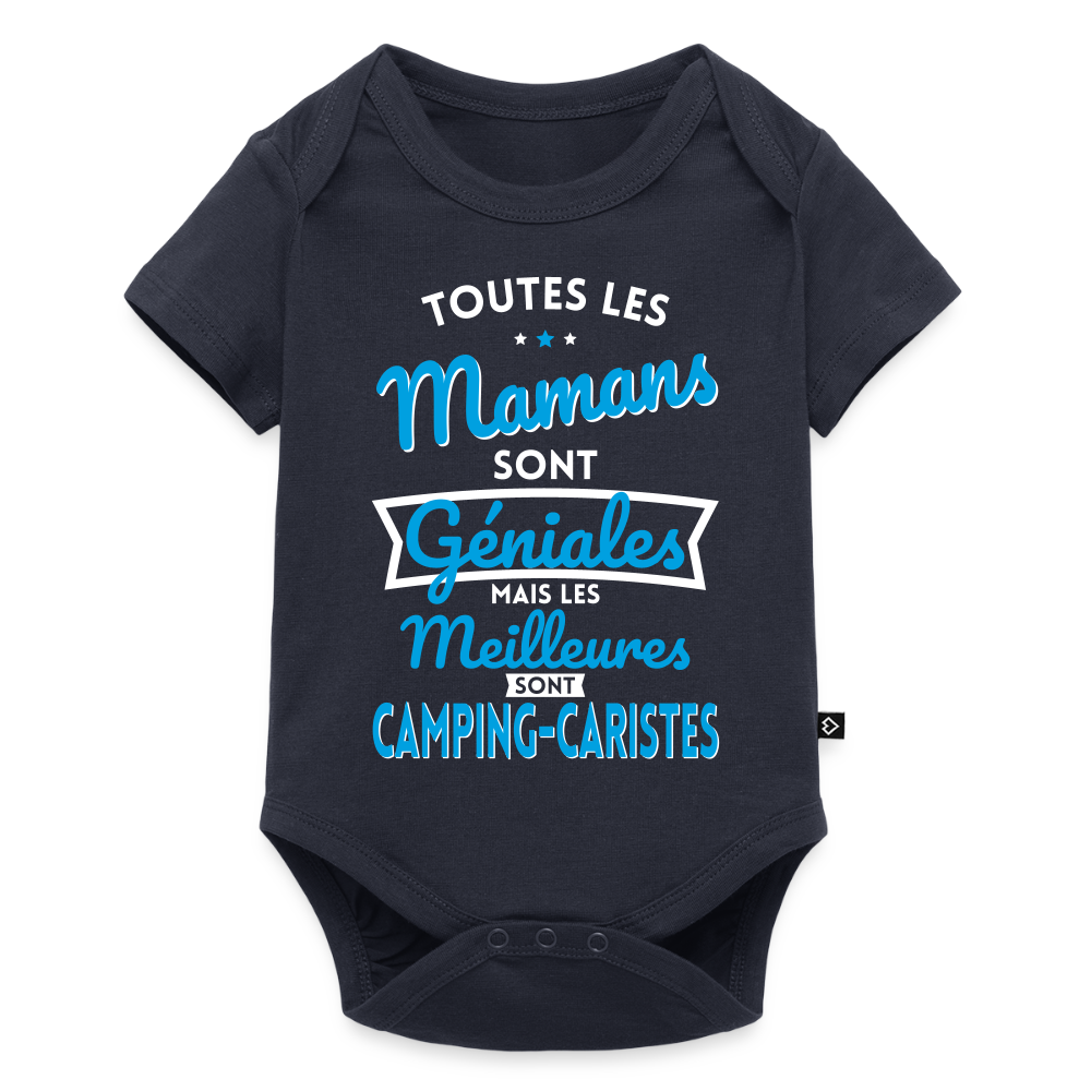 Body Bébé bio manches courtes - Mamans géniales - Les meilleures sont camping-caristes - bleu marine