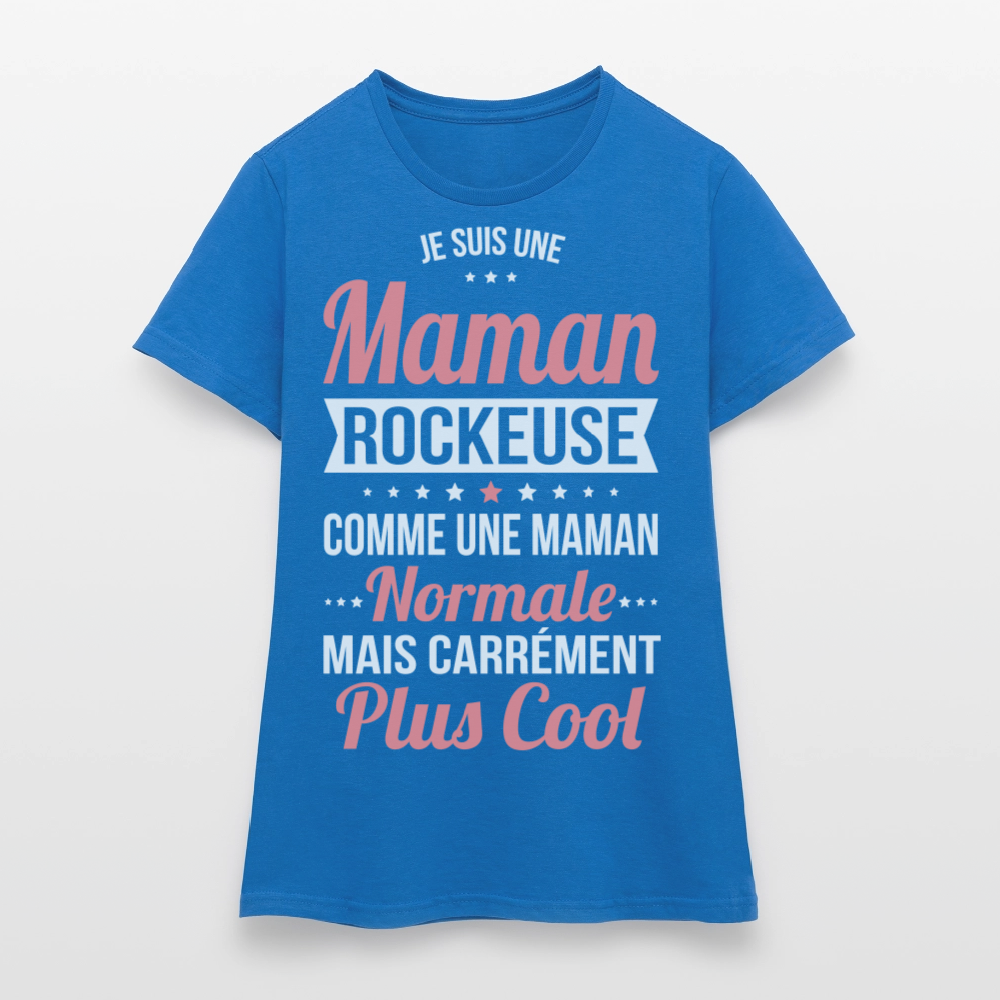 T-shirt Femme - Maman rockeuse plus cool - bleu royal