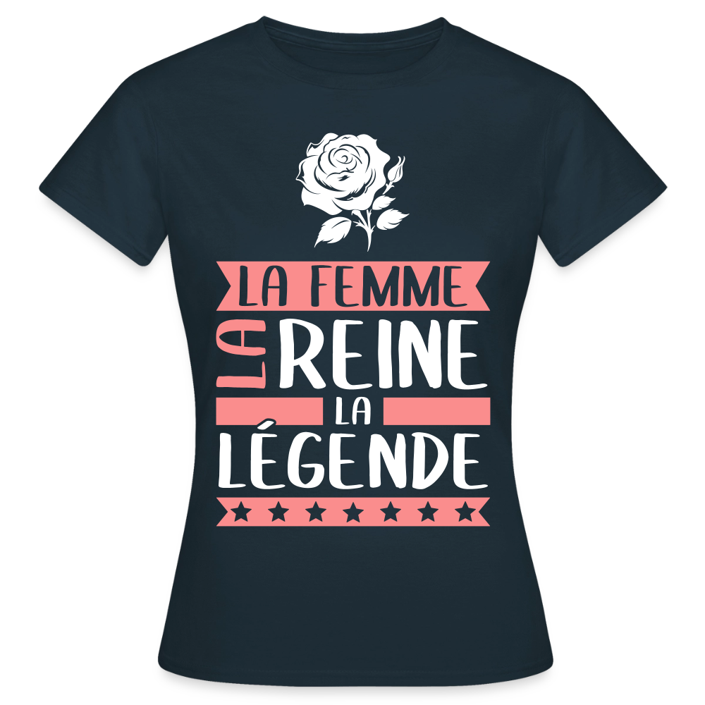 T-shirt femme Rose rébus – La femme, la reine, la légende - marine
