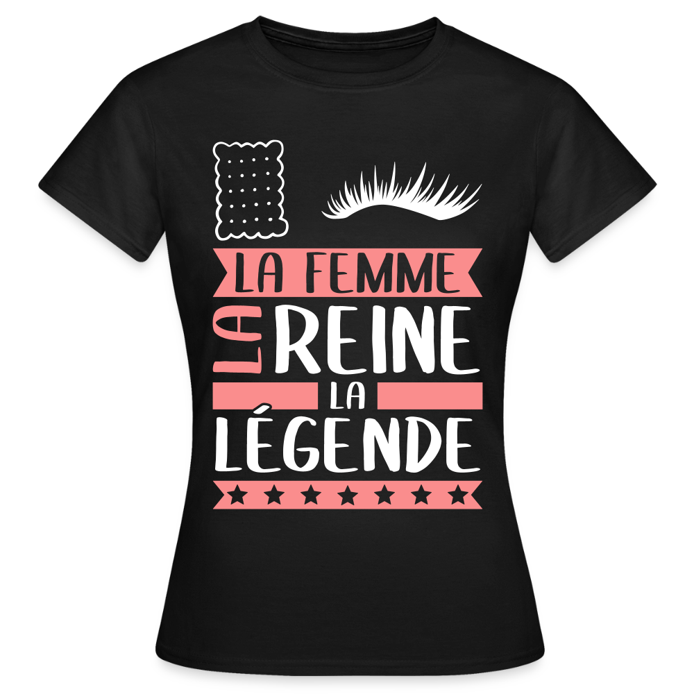 T-shirt femme Lucile rébus – La femme, la reine, la légende - noir