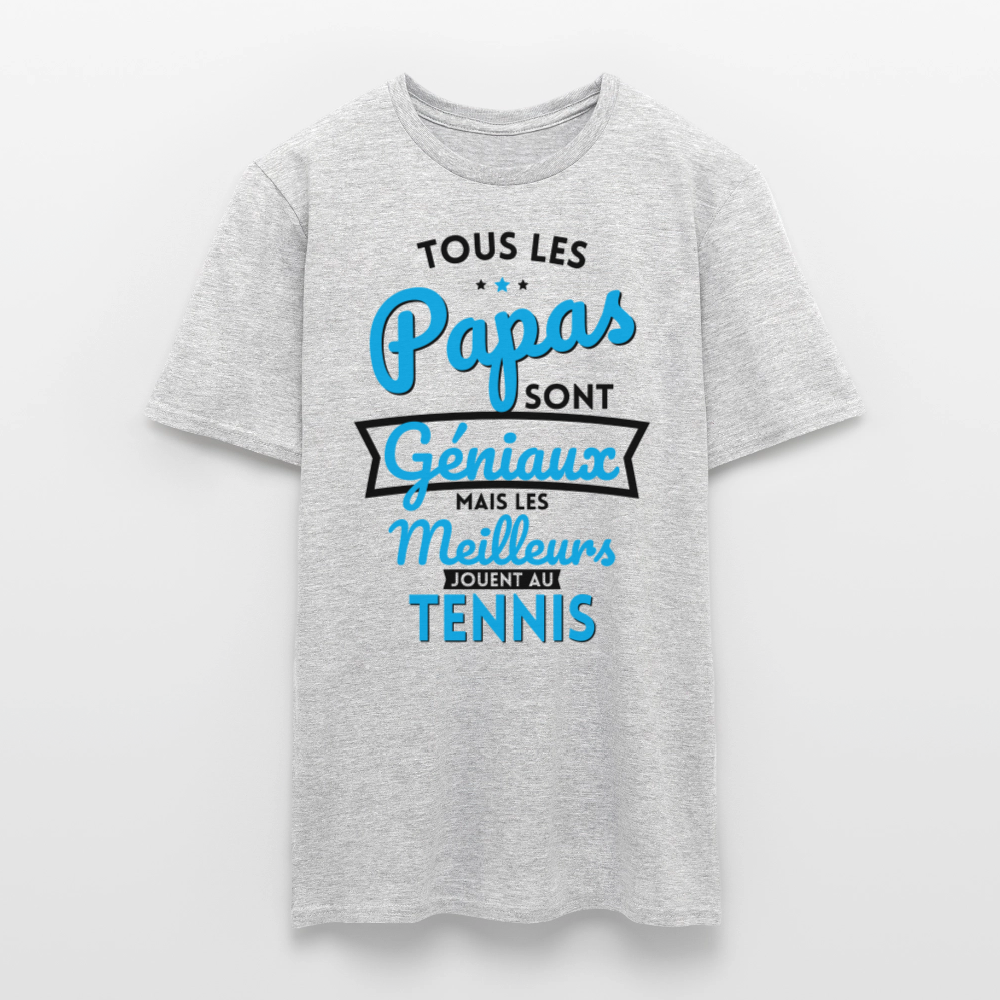 T-shirt Homme - Papas géniaux - Les meilleurs jouent au tennis - gris chiné