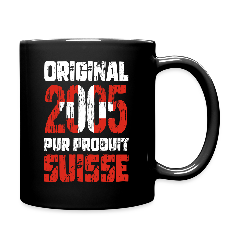 Mug uni - Anniversaire 20 Ans - Original 2005 - Pur produit Suisse - noir