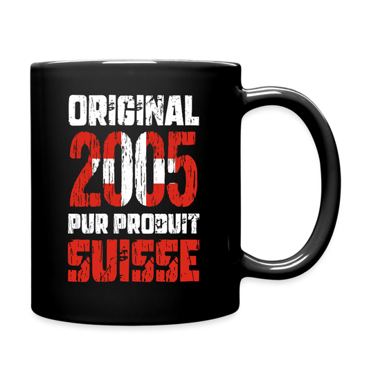 Mug uni - Anniversaire 20 Ans - Original 2005 - Pur produit Suisse - noir