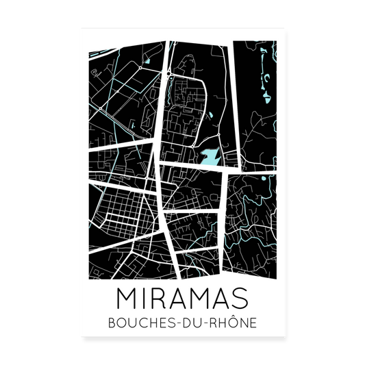 Poster Miramas - Plan Miramas - 20 x 30 cm - blanc