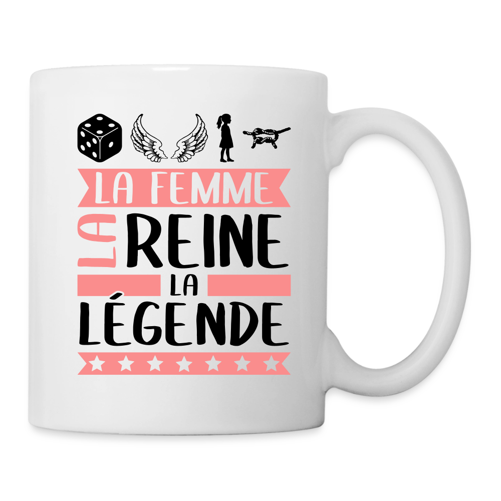 Mug blanc Delphine rébus – La femme, la reine, la légende - blanc