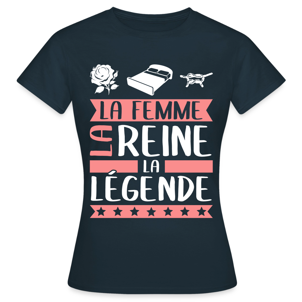 T-shirt femme Roseline rébus – La femme, la reine, la légende - marine