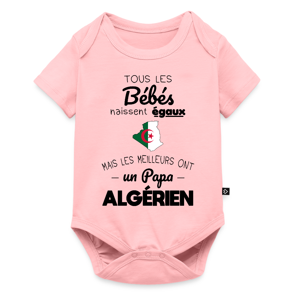 Body Bébé bio manches courtes - Les Meilleurs Ont Un Papa Algérien - rose