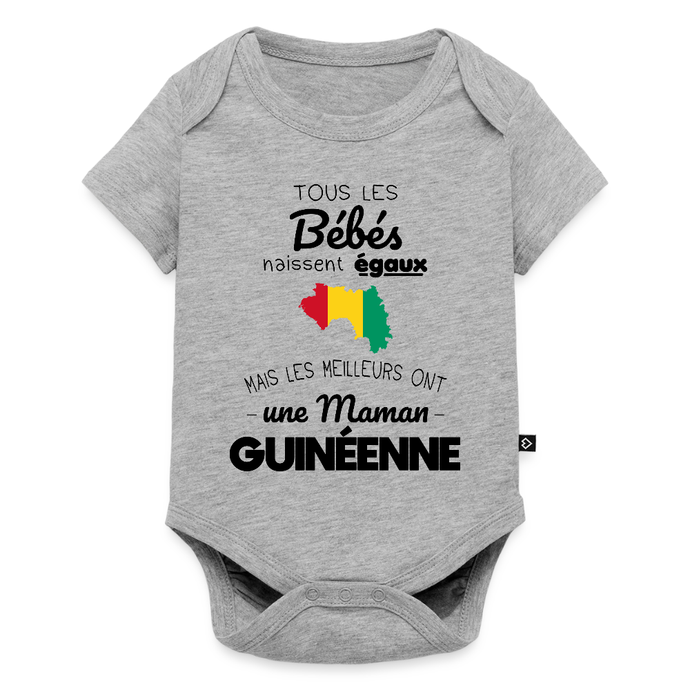 Body Bébé bio manches courtes - Les Meilleurs Ont Une Maman Guinéenne - gris chiné
