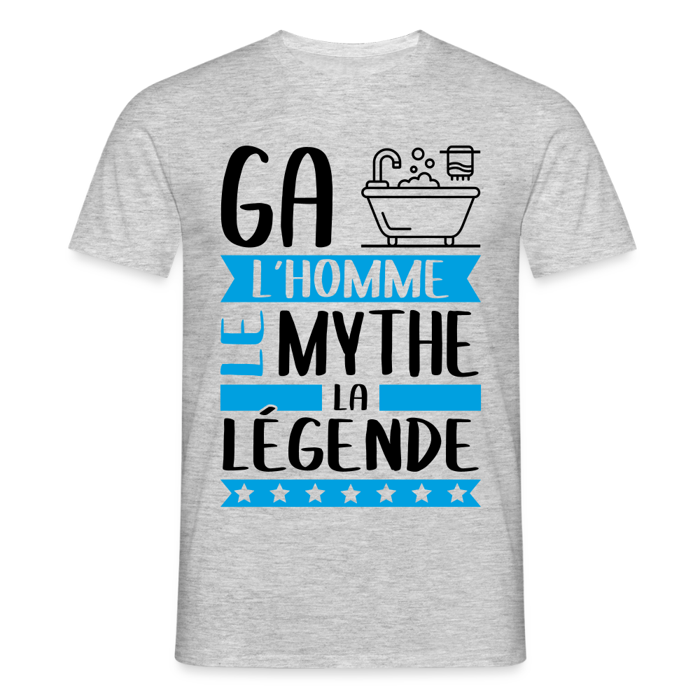 T-shirt homme coloris clair Gabin en rébus – L’homme, le mythe, la légende - gris chiné