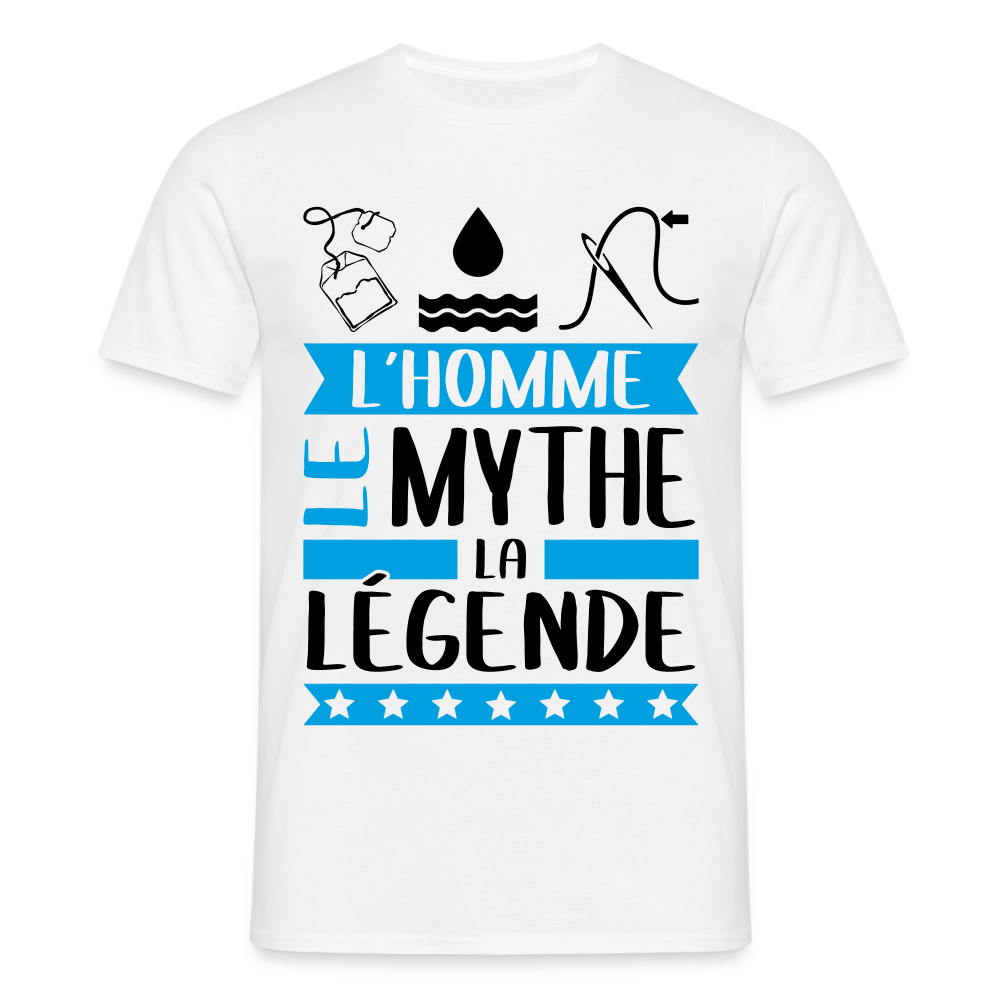 T-shirt homme coloris clair Théophile rébus – L’homme, le mythe, la légende - blanc
