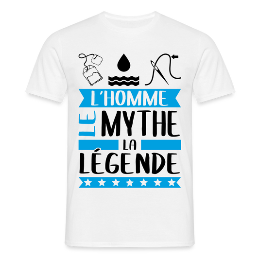 T-shirt homme coloris clair Théophile rébus – L’homme, le mythe, la légende - blanc